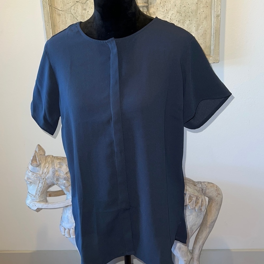 Devon & Jones‎ navy blue shirt sleeve top blouse new